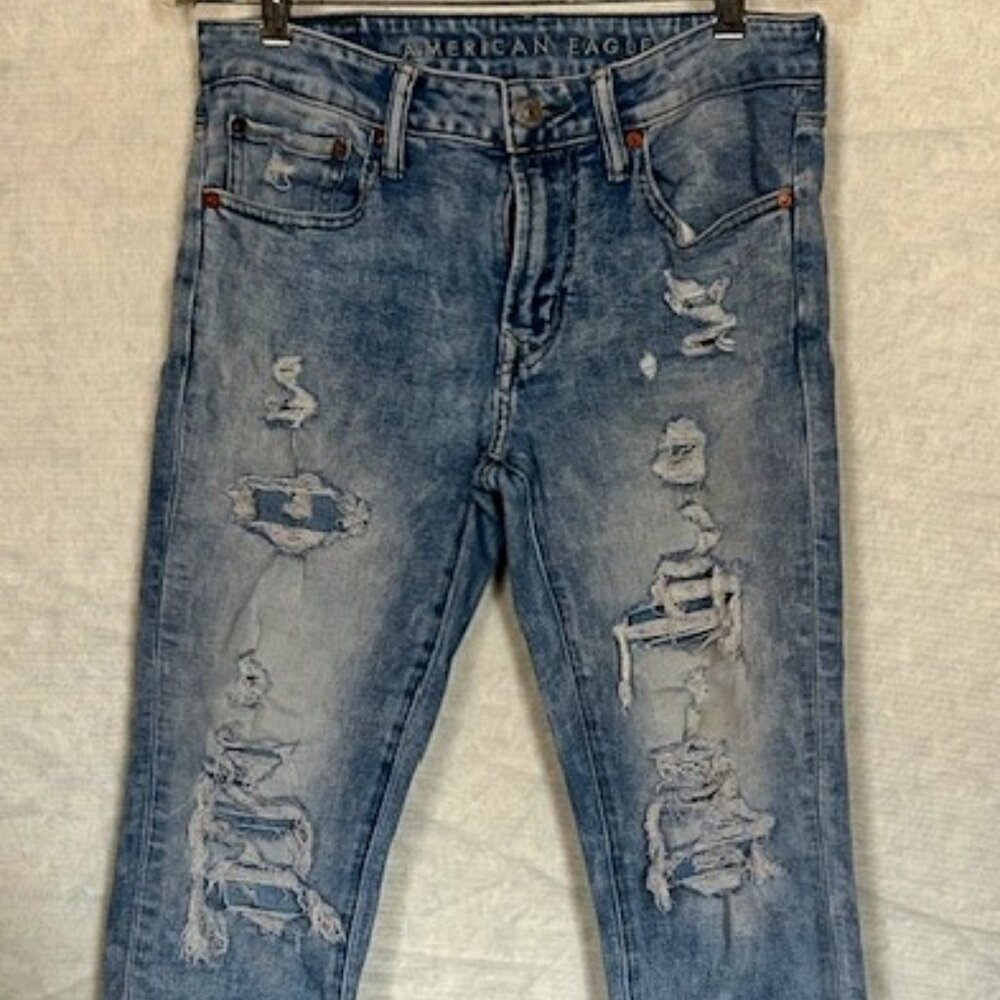 Men's American Eagle Distressed Jeans Airflex + Skinny Size 31/30